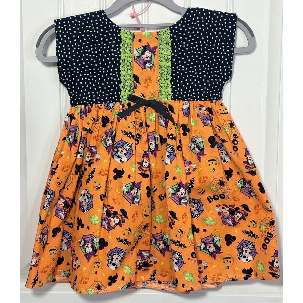 Handmade Minnie Halloween Dress Girls Size 4 Black Orange